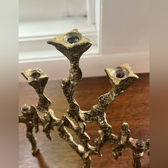 1960 Brass Brutalist menorah by Wainberg - Mid Century - Picture 5 of 6